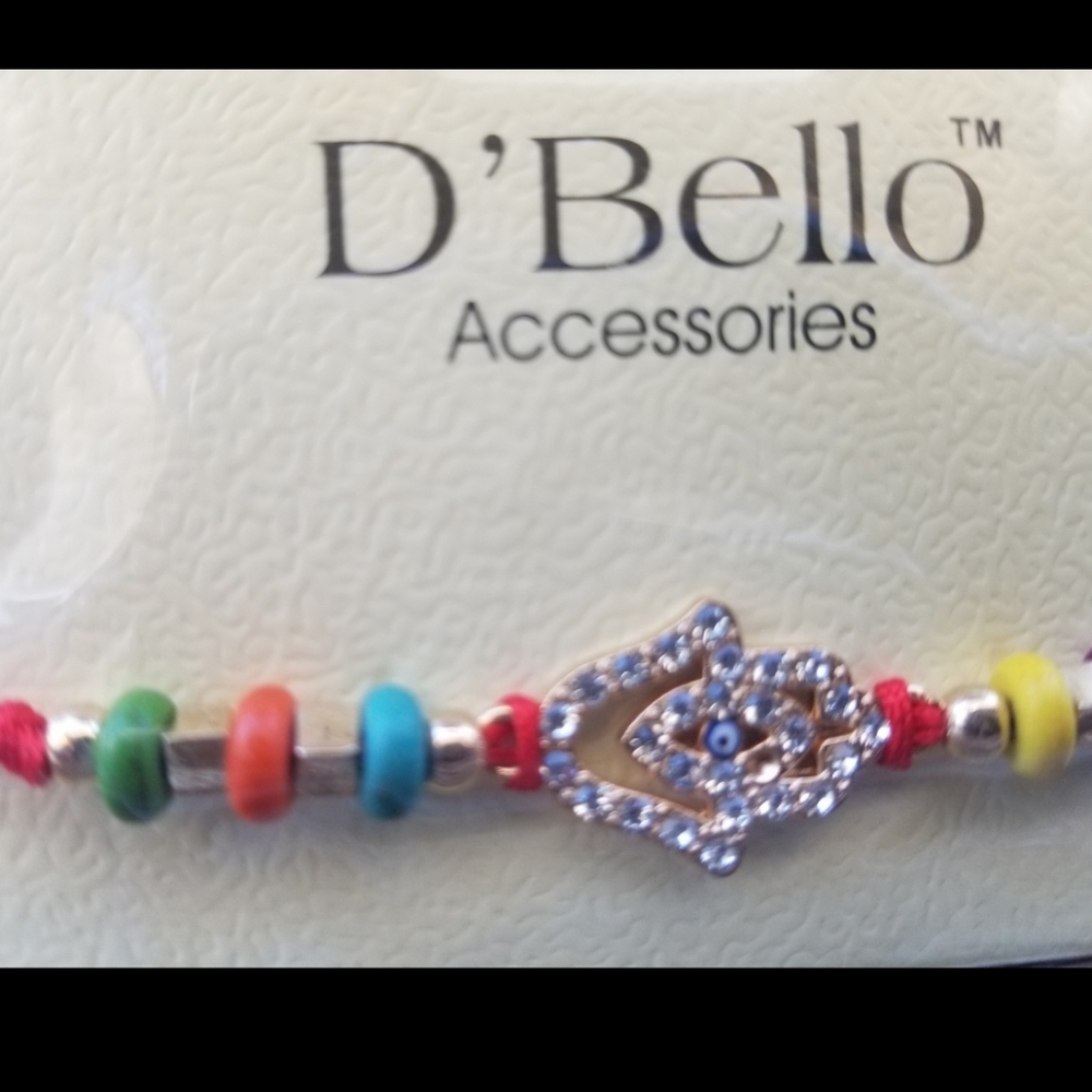 NWT/ D' Bello Evil Eye Hamsa Bracelet, good luck, red string, adjustable.